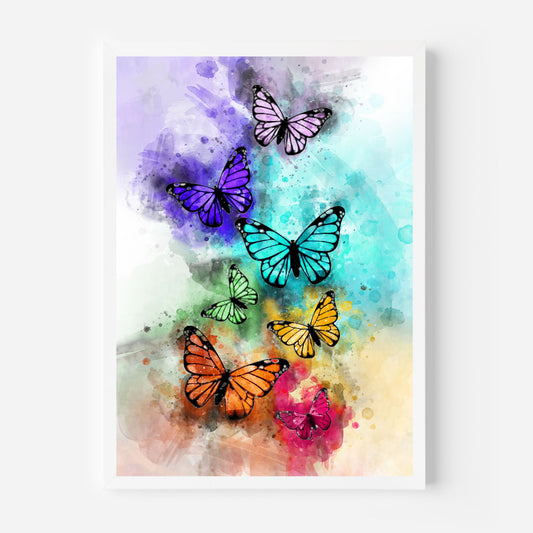 Watercolour Flying Butterflies