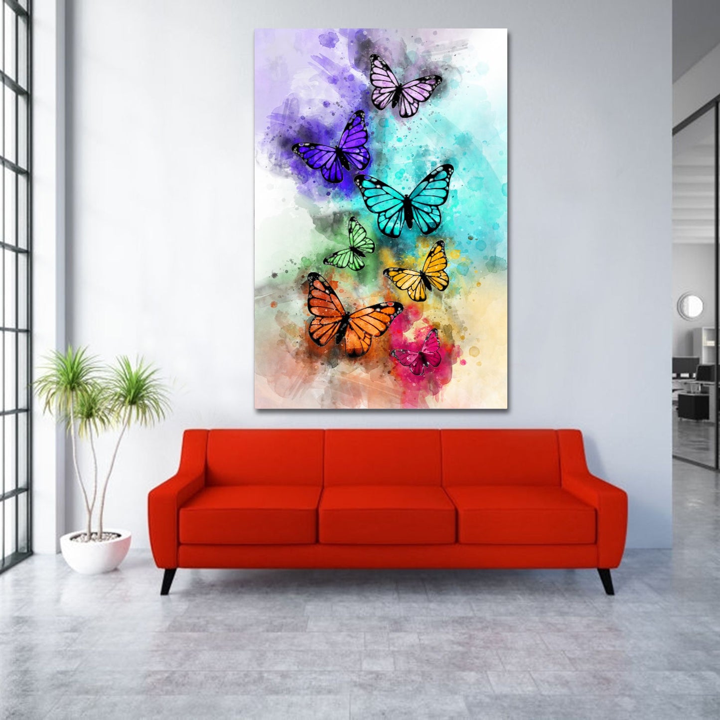 Watercolour Flying Butterflies