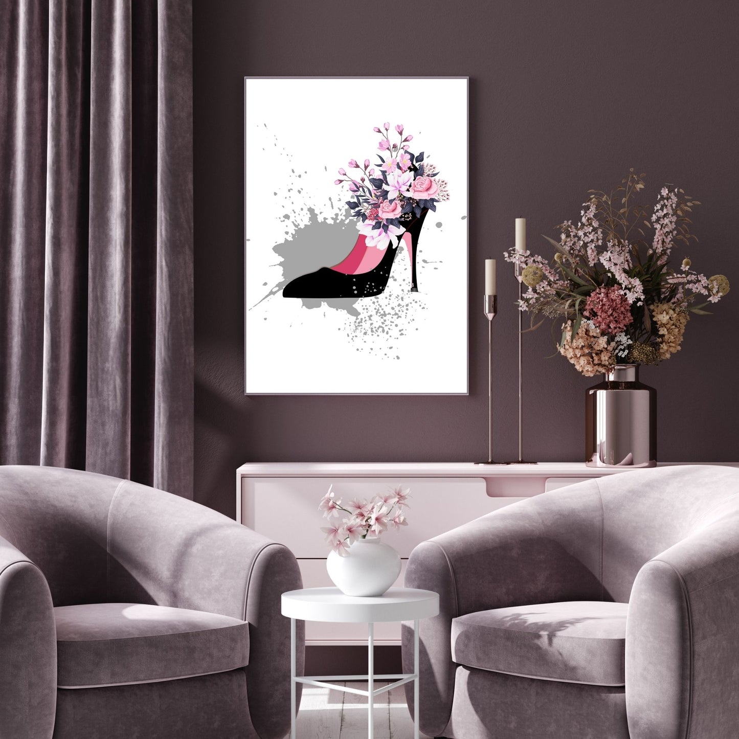 Black Shoe With Flowers
