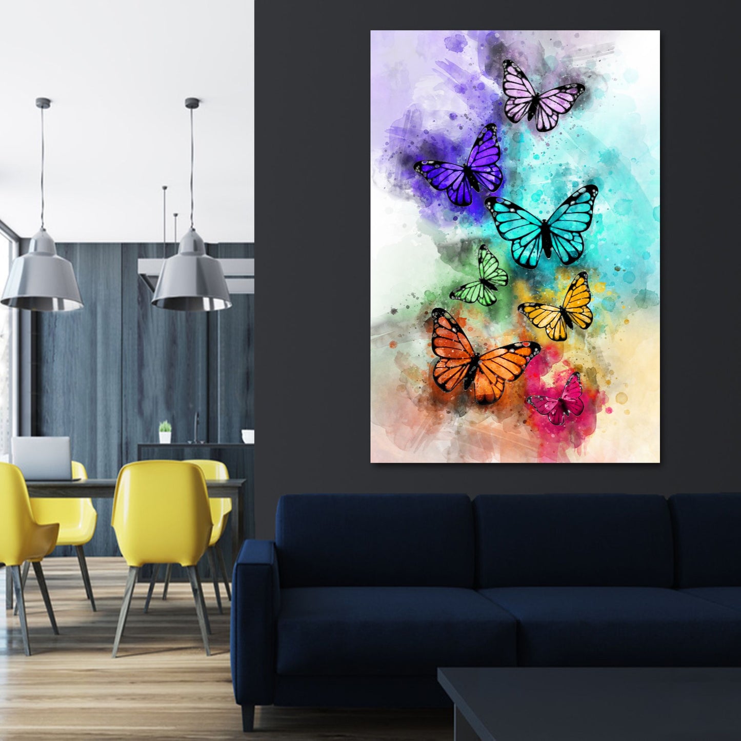Watercolour Flying Butterflies
