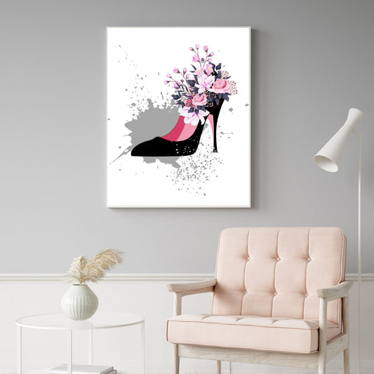 Black Shoe With Flowers