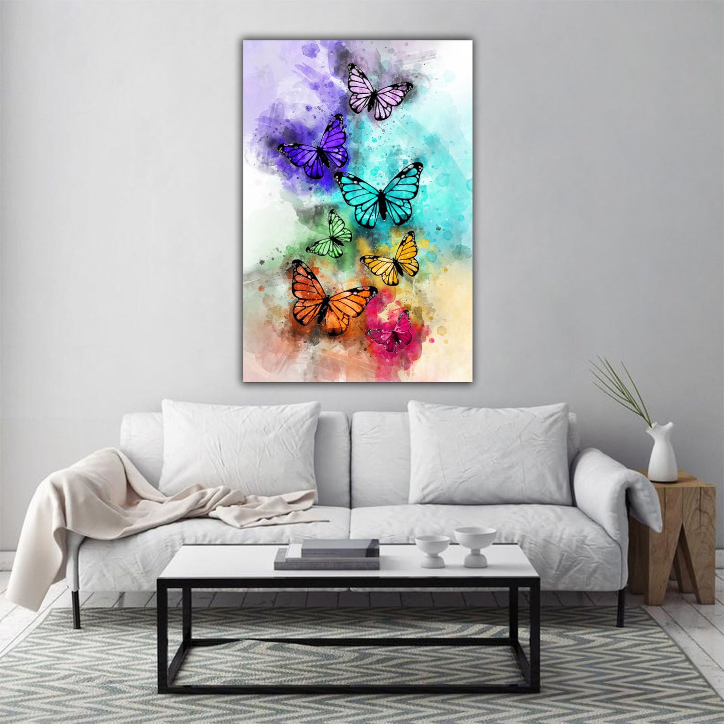 Watercolour Flying Butterflies